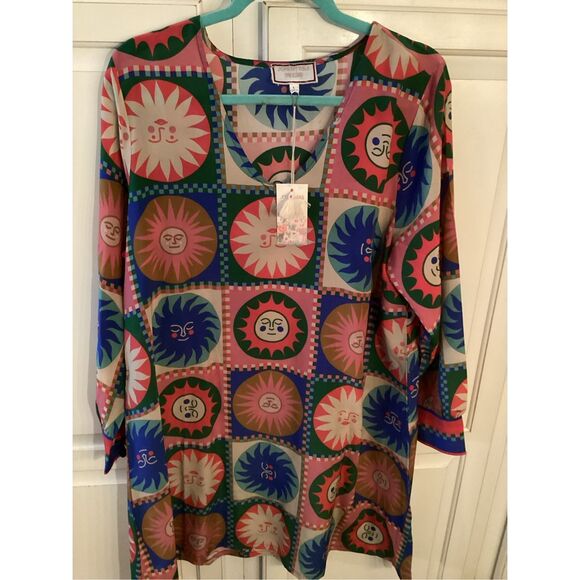 NEW Johnny Was Workshop Lionora 100% Silk Swing Dress Sz L - Picture 3 of 10